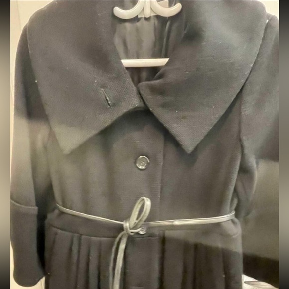 Farhi Black 100% Wool Jacket with leather tie at waist - Picture 5 of 10